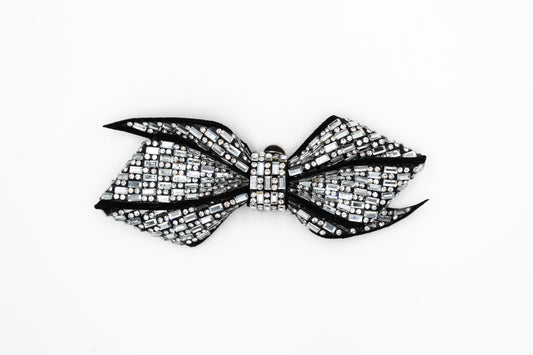 The Black Bow: Layered Bow Jewel Shoe Clip